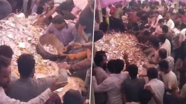 Biryani Chaos at Bihar Poll Rally: Crowd Frenzy Erupts Over Free Food at AIMIM Candidate Tausif Alam’s Nomination Event in Kishanganj (Video)