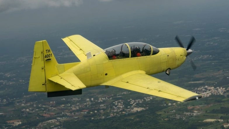 HAL HTT-40 Basic Trainer Aircraft Achieves Milestone by Taking Maiden Flight at Bengaluru Facility (See Pics)