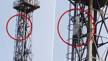 Mirzapur Girl Climbs Mobile Tower After Being Told to Clean House for Diwali, While Brother Gets a Pass; Video Goes Viral