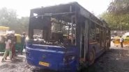 Delhi Bus Fire: DTC Bus Gutted in Blaze Near Mori Gate, No Casualties Reported (Watch Video)