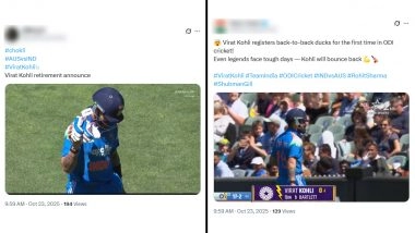 IND vs AUS 2nd ODI 2025: 'Came from London Only To Get Out for a Duck' Fans React As Virat Kohli Departs Without Scoring for Second Consecutive Time