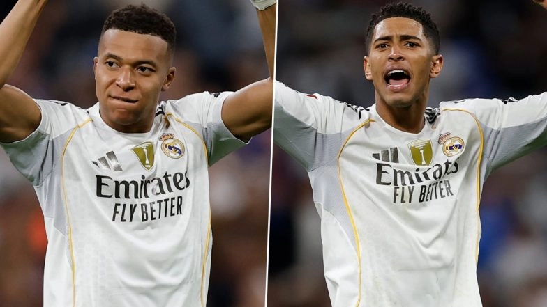 Real Madrid 2-1 Barcelona, La Liga 2025-26: Kylian Mbappe e Jude Bellingham marcam na vitória do Los Blancos no El Clasico Thriller cheio de drama (assista aos melhores vídeos de gols) Real Madrid 2-1 Barcelona, La Liga 2025-26: Kylian Mbappe e Jude Bellingham marcam na vitória do Los Blancos no El Clasico Thriller cheio de drama (assista aos melhores vídeos de gols)