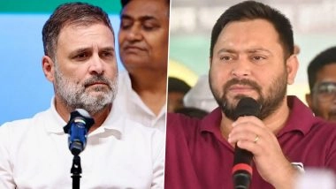 Bihar Assembly Elections 2025: Mahagathbandhan Leaders Rahul Gandhi and Tejashwi Yadav To Address Joint Rallies in Sakra and Darbhanga Today