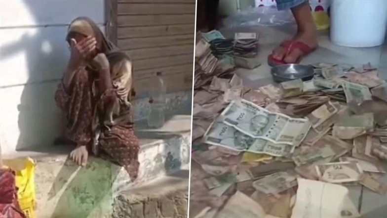 Uttarakhand Beggar Woman Sitting on Hidden Fortune for 12 Years, Locals Shocked as Bags Overflow With Lakhs in Coins and Notes in Rudrapur (Video)