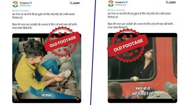 Congress Shares Video of Overcrowded Trains Amid Chhath Puja Travel Chaos; Railway Ministry Fact-Checks Clip, Says Footage Is From Previous Years