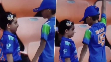 Brother and Sister Spotted in Rohit Sharma and Virat Kohli Jerseys During IND vs WI 1st Test 2025, Video of Cute Moment Goes Viral