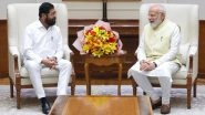 Maharashtra Deputy CM Eknath Shinde Meets PM Narendra Modi in Delhi, Discusses State Development and Flood Situation (See Pics)