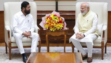 Maharashtra Deputy CM Eknath Shinde Meets PM Narendra Modi in Delhi, Discusses State Development and Flood Situation (See Pics)