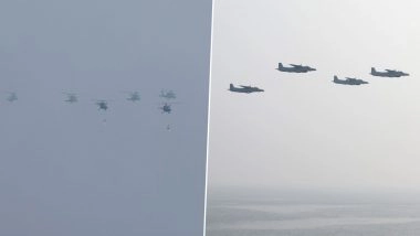 PM Narendra Modi Celebrates Diwali 2025 With Indian Navy Personnel Onboard INS Vikrant, Shares Photos of Spectacular Flypast Featuring Chetak, Dornier, and MiG-29K