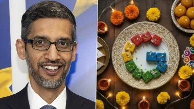 Diwali 2025: Sundar Pichai Wishes on Joyful Festival, Shares Barfi Sweets Arranged Like Google Logo, Says ‘This Is the Only Way We Serve the Barfi in My House’