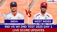 IND 318/2 in 90 Overs at Stumps | India vs West Indies Highlights of 2nd Test 2025 Day 1: Yashasvi Jaiswal-Shubman Gill Stay Unbeaten As India End Session In Dominant Position