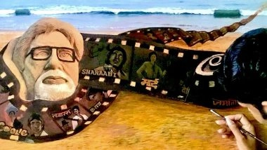 Amitabh Bachchan Birthday: Sudarsan Pattnaik Pays Sand Art Tribute to Big B on His 83rd Birthday at Puri Beach (See Pic)