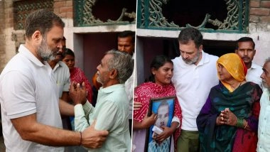 Hariom Valmiki Murder: Raebareli Congress MP Rahul Gandhi Meets Family of Lynched Dalit Man Amid High Drama in Fatehpur (See Pics and Video)