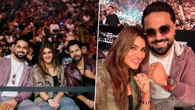 Kriti Sanon Enjoys UFC ‘Fight Night’ With Her Rumoured Boyfriend Kabir Bahia and ‘Bhediya’ Co-Star Varun Dhawan in Abu Dhabi (See Pics)