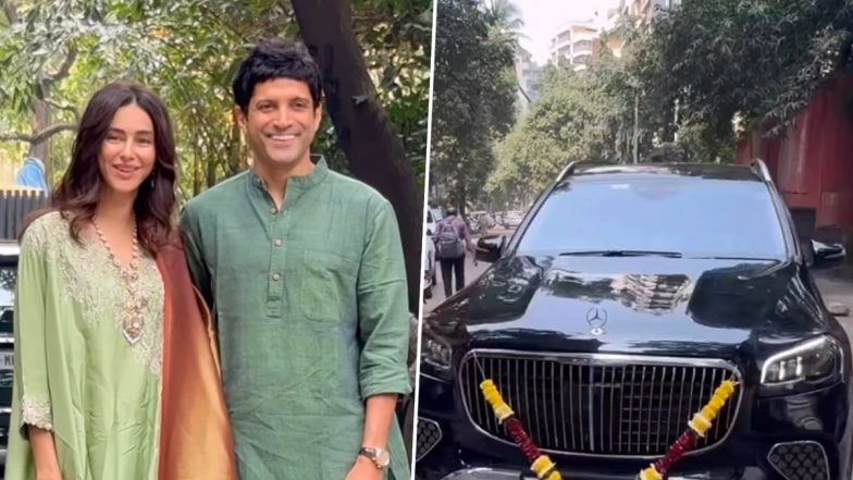 Farhan Akhtar Buys Mercedes Maybach GLS600 Worth INR 3.15 Crore, ‘120 Bahadur’ Actor Takes His Luxury SUV for a Spin in Mumbai With Wife Shibani Dandekar (Watch Video)
