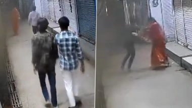 Chain Snatching Caught on Camera in Jalaun: 3 Miscreants Ambush and Snatch Woman’s Mangalsutra in UP; Police Arrest Accused After CCTV Video Goes Viral
