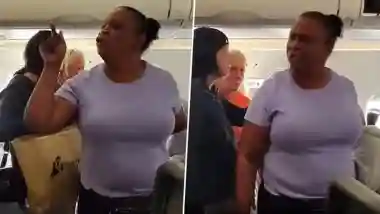 ‘Mind Your Own F*cking Business’: Woman Refuses To Let Passengers Disembark Flight in Baltimore, Demands Daughter Exit First (Video)