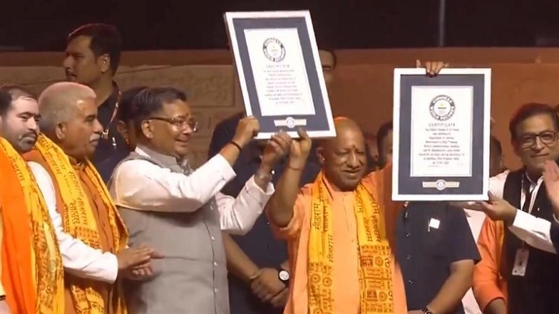 Ayodhya Deepotsav 2025 Sets New World Record for Lighting 26.17 Lakh Diyas and Most People Performing Diya Rotation (Videos)