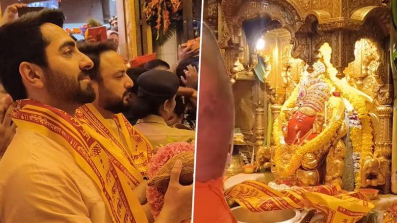 ‘Thamma’ Actor Ayushmann Khurrana Seeks Blessings at Mumbai’s Siddhivinayak Temple After His Film’s Box Office Success (Watch Video)