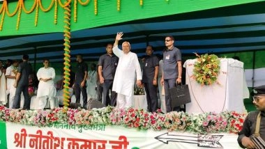 Bihar Assembly Elections 2025: CM Nitish Kumar Showcases Achievements of His Government, Seeks Support for NDA at Dumraon Rally in Buxar (See Pics)