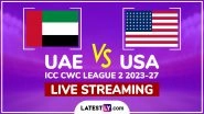 United Arab Emirates vs United States of America ICC Men&rsquo;s Cricket World Cup League 2 Free Live Streaming Online: How To Watch UAE vs USA ICC CWC League 2 ODI Cricket Match Live Telecast on TV?