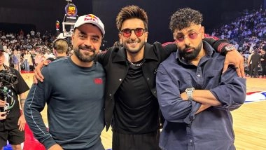 Rashid Khan Attends His First Basketball Game, Afghanistan Spinner Catches Up With Ranveer Singh and Badshah During NBA Abu Dhabi Games 2025 (See Post)