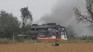 Shahpura Bus Fire: 2 Dead, Over a Dozen Injured After Bus Carrying Labourers Comes in Contact With High-Tension Wire on Jaipur-Delhi Highway in Rajasthan (Watch Videos)