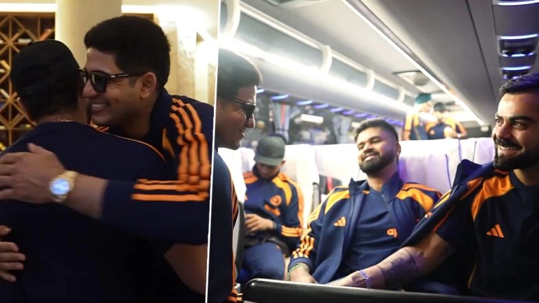 New Skipper Shubman Gill Hugs Team India Ex-Captain Rohit Sharma, Shakes Hands With Virat Kohli As Men In Blue Depart For IND vs AUS ODI Series 2025 (Watch Video)