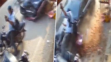 Jaguar Crash in Prayagraj: 1 Killed, Several Injured As Speeding Luxury Car Hits Vehicles and Pedestrians; Drunk Driver Arrested After CCTV Video Surfaces