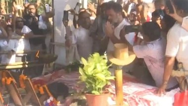 Rahul Gandhi Pays Tribute to Singer Zubeen Garg at His Samadhi in Assam’s Kamrup District (Video)