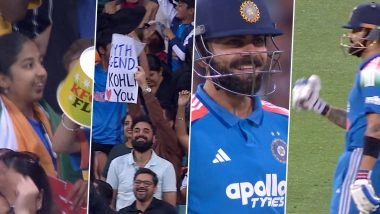 SCG Erupts in Joy As Virat Kohli Gets Off The Mark In IND vs AUS 3rd ODI 2025 After Successive Ducks; Ace India Batter Smiles and Celebrates With Fist Pump (Watch Video)