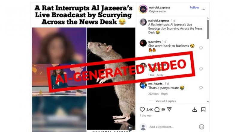 Did a Rat Run Across Al Jazeera Anchor’s Desk During Live Broadcast? Fact Check Reveals AI-Generated Video Going Viral With Fake Claim