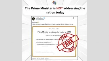 PM Narendra Modi to Address Nation at 6 PM Today? PIB Fact Check Debunks Fake Claim Going Viral on Social Media