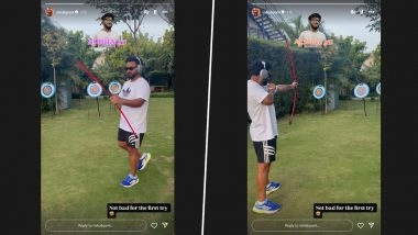 Rishabh Pant Shows Off Archery Skills, Team India Wicketkeeper Hits 'Bullseye' in Style While Recovering From Injury (Watch Video)