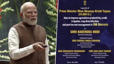 PM Narendra Modi Launches PM Dhan Dhaanya Krishi Yojana and Mission for Aatmanirbharta in Pulses in Agriculture Sector Worth INR 35,440 Crore (Watch Videos)
