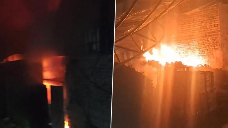 Kanpur Fire: Blaze Engulfs Panki Metro Depot in UP, Firefighters Rush to Site (Watch Video)