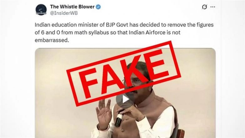 Is Modi Government Removing Digits 6 and 0 From Maths Syllabus After Pakistan Allegedly Downed 6 Indian Jets During Operation Sindoor? Dharmendra Pradhan&rsquo;s Viral Video Is AI-Altered