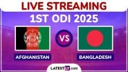 Afghanistan vs Bangladesh Free Live Streaming Online, 1st ODI 2025: How To Watch AFG vs BAN Cricket Match Live Telecast on TV in India?