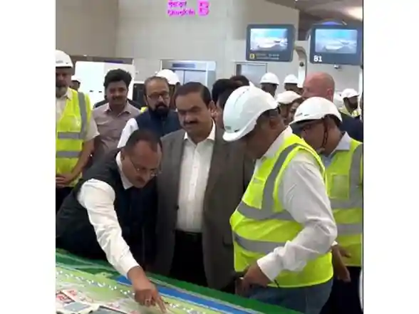 Business News | Gautam Adani Reviews New Navi Mumbai Airport Before Inauguration on Oct 8