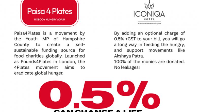 Business News | Royal Orchid Hotels and Mumbai's Newest Lifestyle Hotel, ICONIQA, Partners with Paisa4Plates to Launch Innovative Charitable Initiative