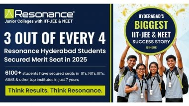 Business News | 3 in 4 Resonance Hyderabad Students Crack IIT-JEE & NEET 2025, Celebrating Milestone Success