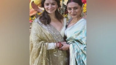 Entertainment News | Alia Bhatt Shares a Warm Hug with Rani at Durga Puja, Exudes Grace in Stunning Lehenga