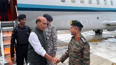 India News | Gujarat: Rajnath Singh Arrives in Bhuj, to Celebrate Dussehra with Troops Tomorrow