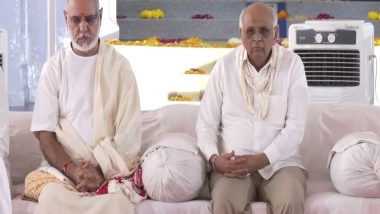 India News | Gujarat ; Chief Minister Bhupendra Patel Attends Prayer Meet at Kirti Mandir in Porbandar on the Occasion of Gandhi Jayanti.