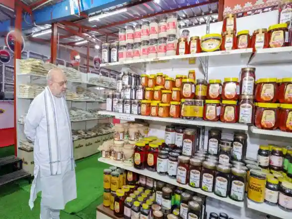 India News | Delhi: Amit Shah Visits Khadi India Showroom in Connaught Place; Urges Every Family to Purchase Products