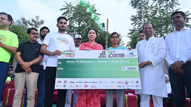 Business News | Green Fit Marathon-2025: Over 5,000 Runners Participate, Deputy Chief Minister Diya Kumari Flags Off the Event