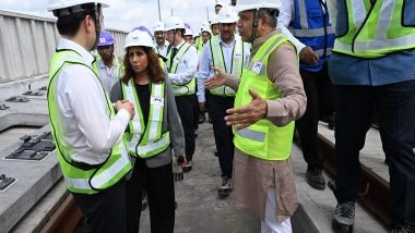 Business News | Gujarat: Railway Minister Vaishnaw and Japan's Minister Nakano Inpects Bullet Train Stretch in Surat