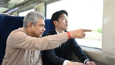 World News |  Railway Minister Ashwini Vaishnaw, Japanese Counterpart Review Progress at Surat High-speed Rail Site
