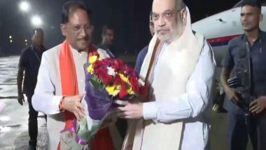 India News |  Chhattisgarh: Amit Shah Arrives in Raipur, Received by CM Vishnu Deo Sai