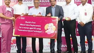 Business News | Kauvery Hospital Performs World's First Breakthrough Transcatheter Mitral Valve Replacement on a High-Risk Elderly Woman Aged 83